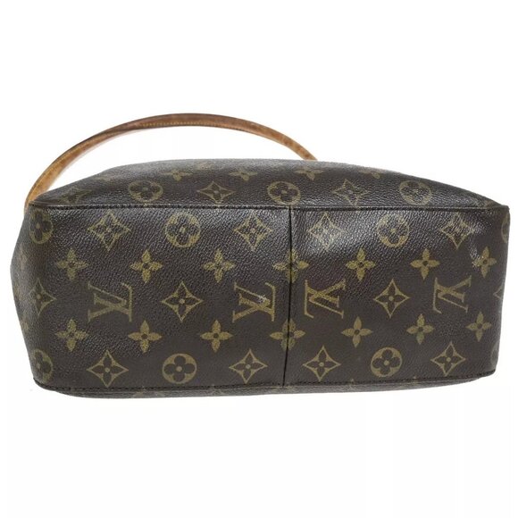 LOUIS VUITTON Logo Looping GM Shoulder Bag Monogram Leather Brown - Picture 5 of 16